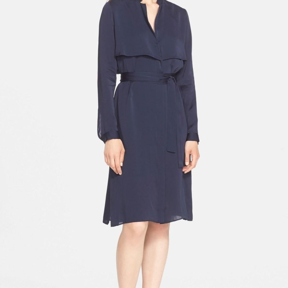 AYR Navy Silk Shirtdress